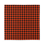 Orange And Black Houndstooth Print Silk Bandana