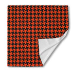 Orange And Black Houndstooth Print Silk Bandana