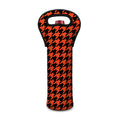 Orange And Black Houndstooth Print Single Neoprene Wine Tote