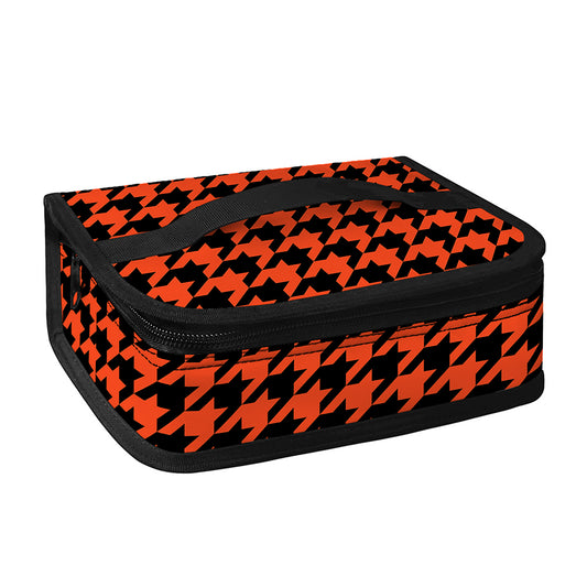 Orange And Black Houndstooth Print Small Lunch Bag