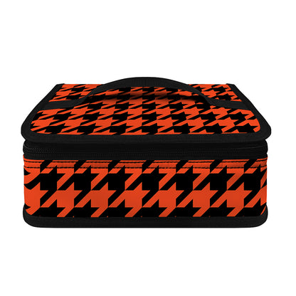 Orange And Black Houndstooth Print Small Lunch Bag
