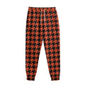 Orange And Black Houndstooth Print Sweatpants