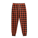 Orange And Black Houndstooth Print Sweatpants