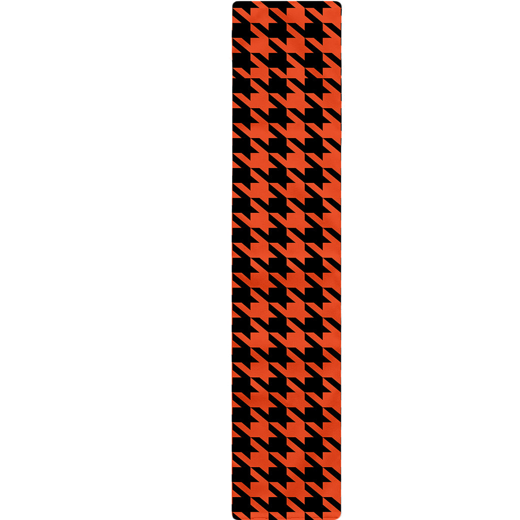Orange And Black Houndstooth Print Table Runner