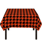 Orange And Black Houndstooth Print Tablecloth
