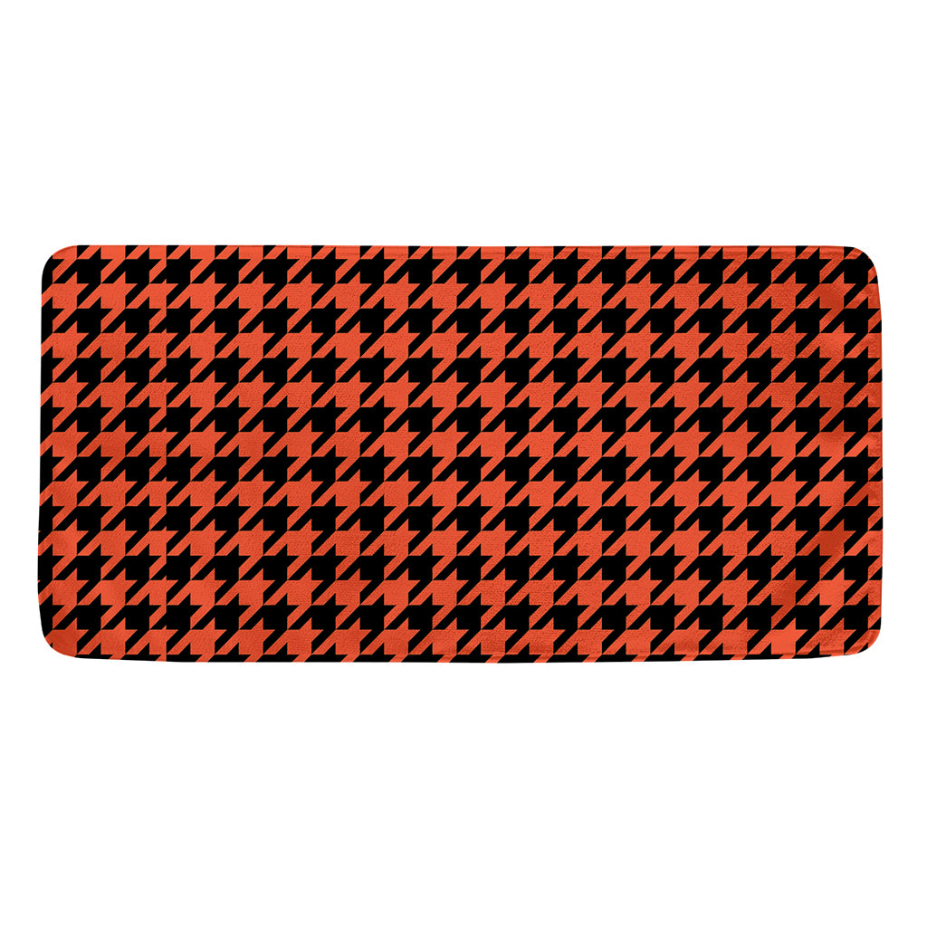 Orange And Black Houndstooth Print Towel