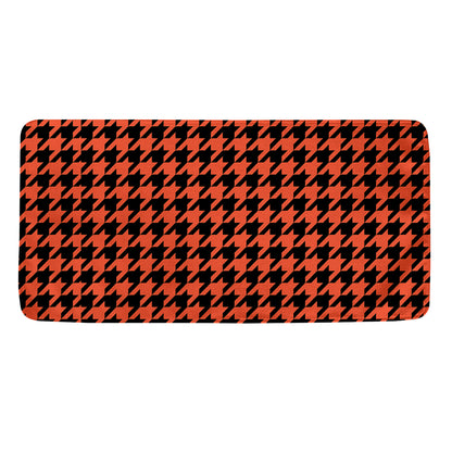 Orange And Black Houndstooth Print Towel