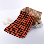 Orange And Black Houndstooth Print Towel