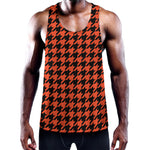 Orange And Black Houndstooth Print Training Tank Top