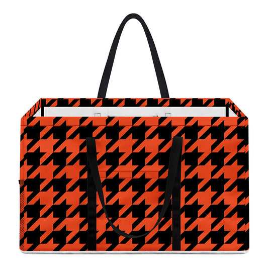 Orange And Black Houndstooth Print Utility Tote Bag