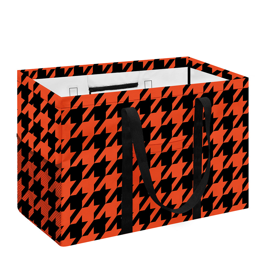 Orange And Black Houndstooth Print Utility Tote Bag