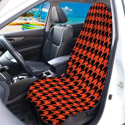 Orange And Black Houndstooth Print Waterproof Car Seat Cover