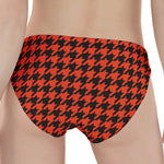 Orange And Black Houndstooth Print Women's Panties