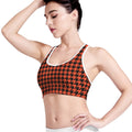 Orange And Black Houndstooth Print Women's Sports Bra