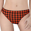 Orange And Black Houndstooth Print Women's Thong