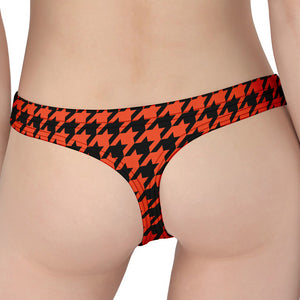 Orange And Black Houndstooth Print Women's Thong