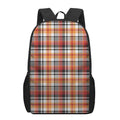 Orange And Black Madras Plaid Print 17 Inch Backpack