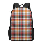 Orange And Black Madras Plaid Print 17 Inch Backpack