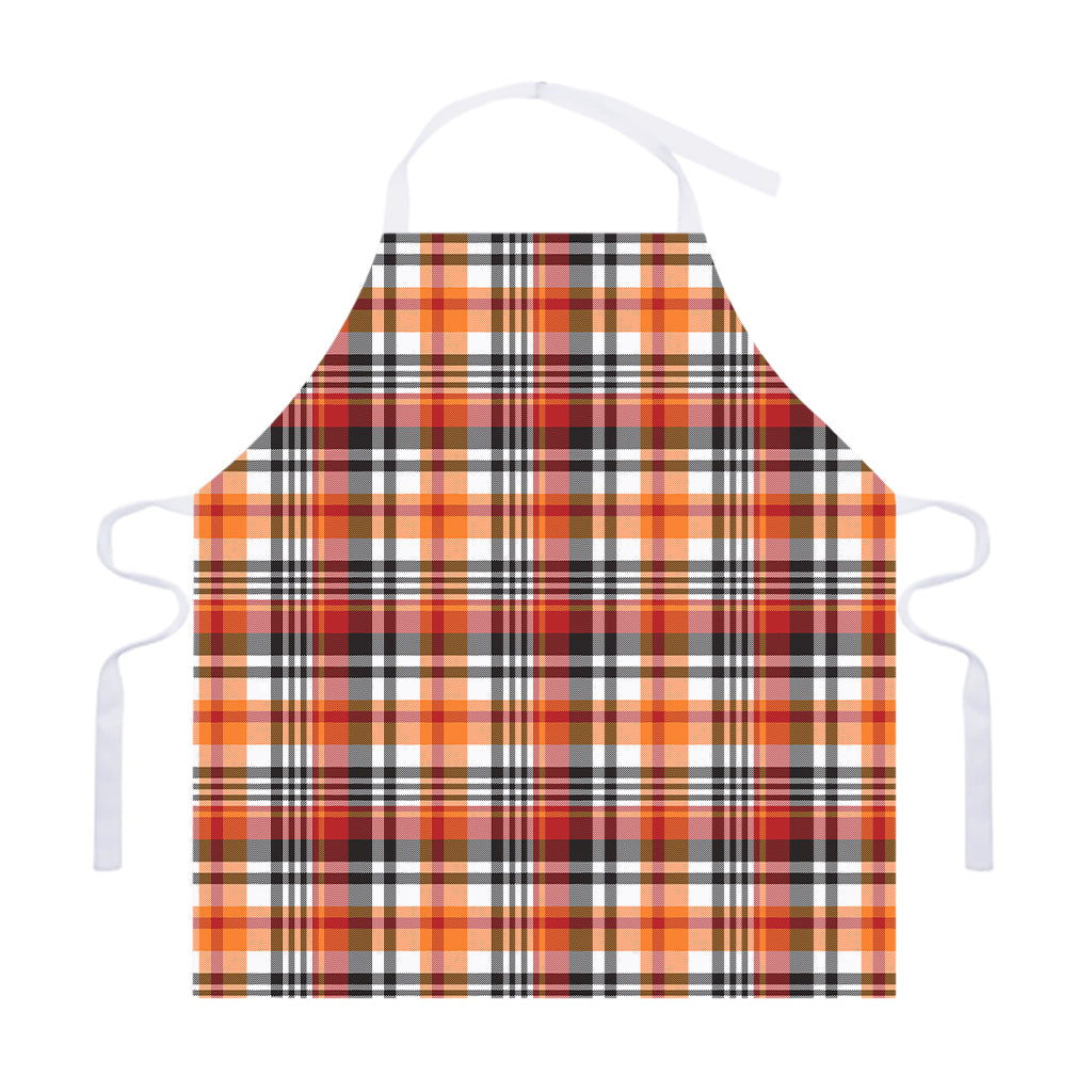 Orange And Black Madras Plaid Print Adjustable Apron