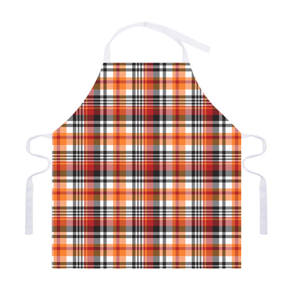 Orange And Black Madras Plaid Print Adjustable Apron