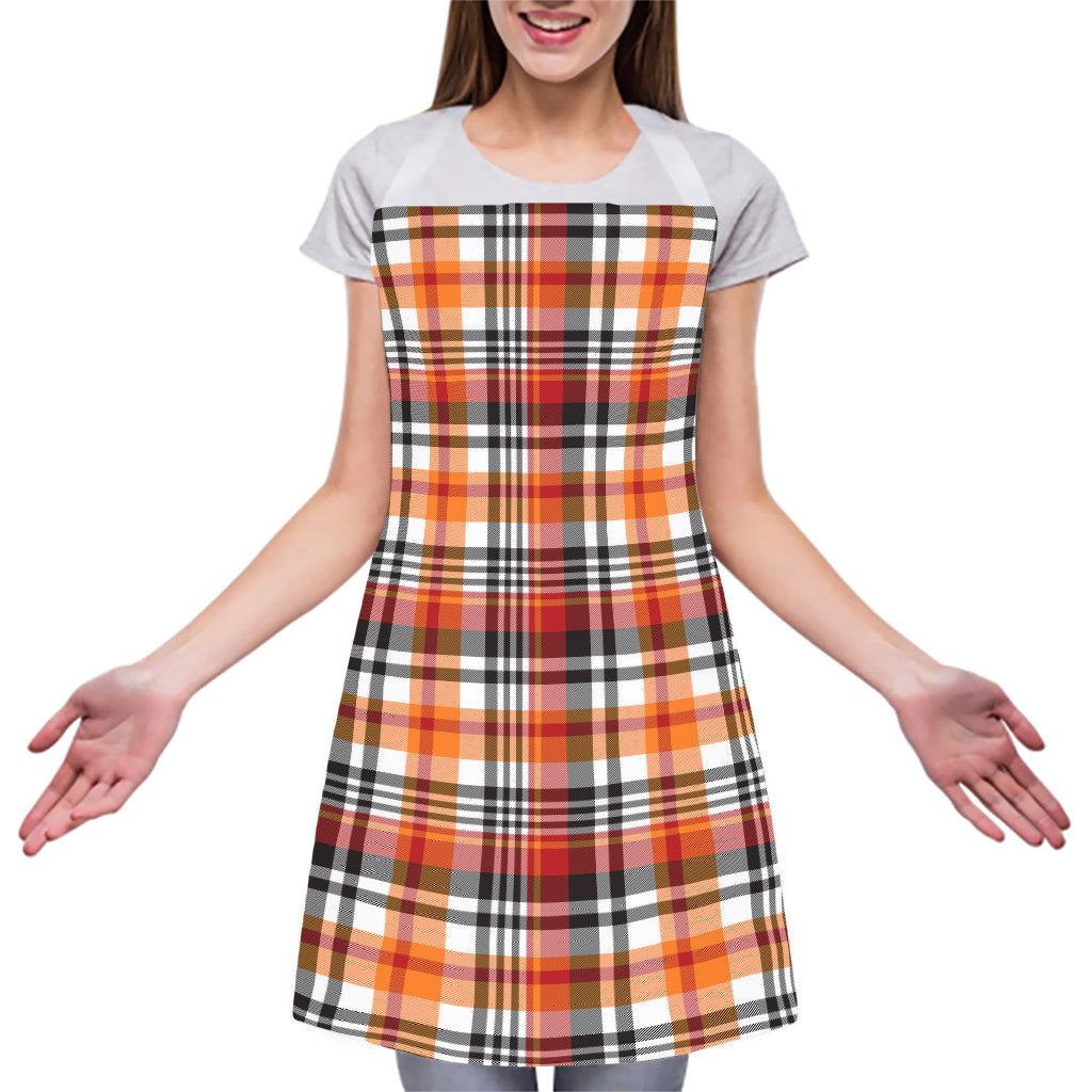 Orange And Black Madras Plaid Print Adjustable Apron