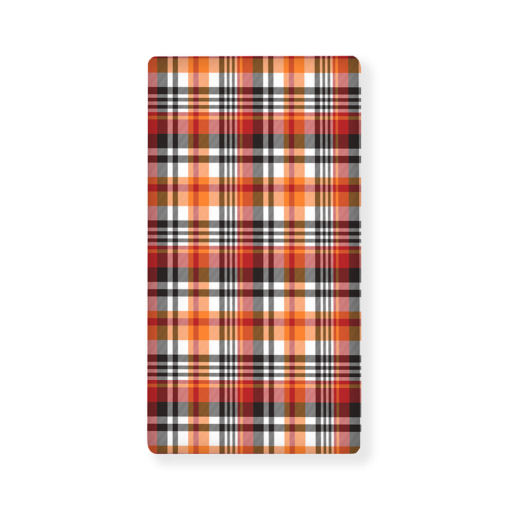 Orange And Black Madras Plaid Print Baby Crib Sheet