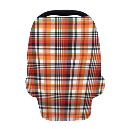 Orange And Black Madras Plaid Print Baby Seat Cover