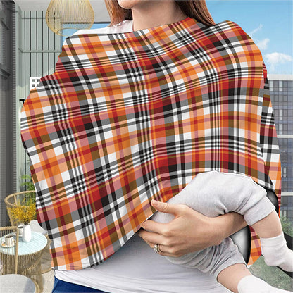 Orange And Black Madras Plaid Print Baby Seat Cover
