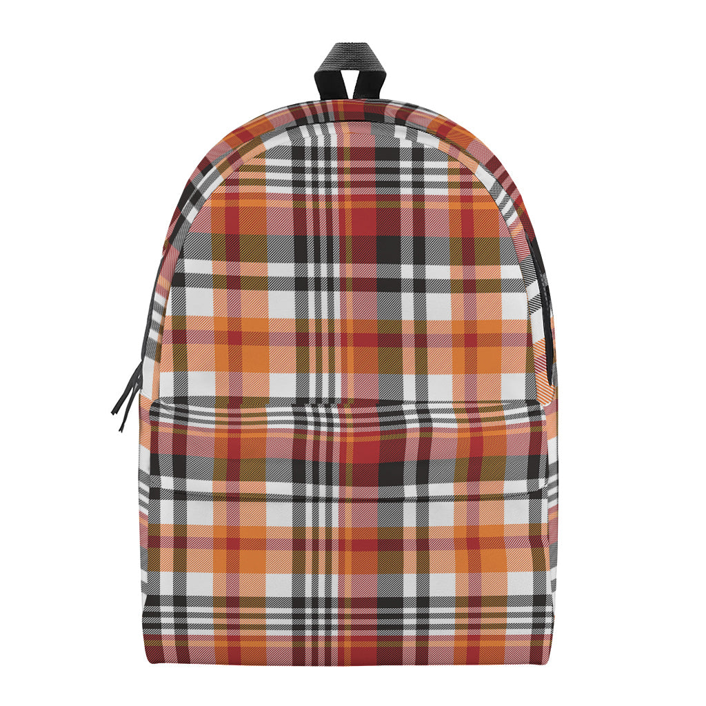 Orange And Black Madras Plaid Print Backpack