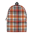 Orange And Black Madras Plaid Print School Backpack