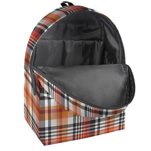 Orange And Black Madras Plaid Print Backpack