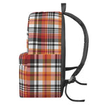 Orange And Black Madras Plaid Print Backpack