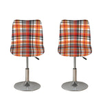 Orange And Black Madras Plaid Print Bar Stool Covers