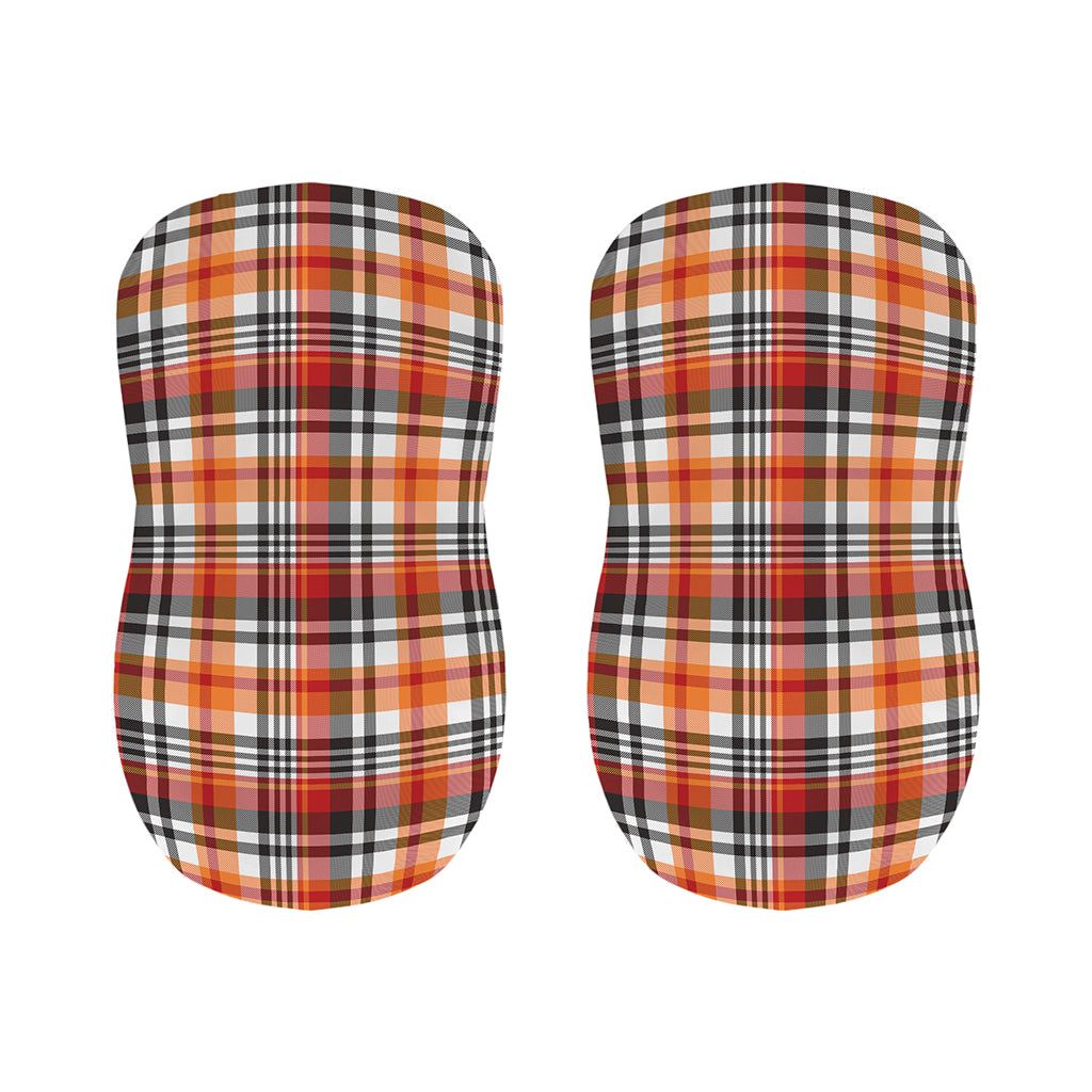 Orange And Black Madras Plaid Print Bar Stool Covers