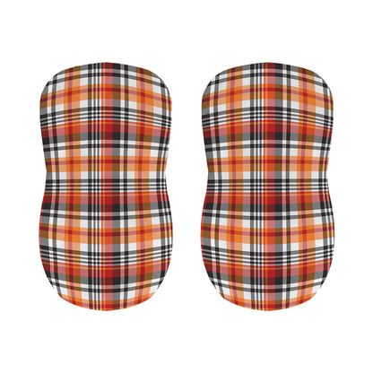 Orange And Black Madras Plaid Print Bar Stool Covers