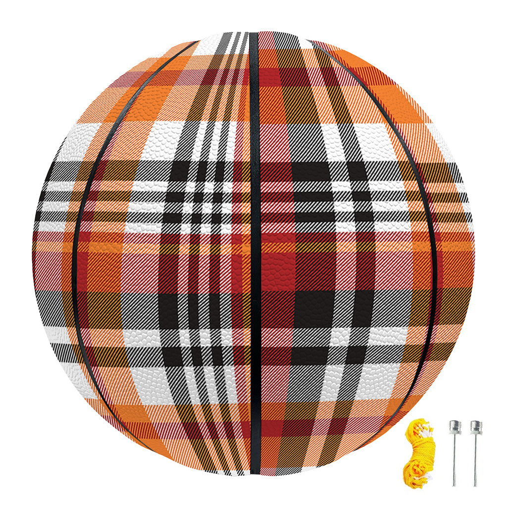 Orange And Black Madras Plaid Print Basketball