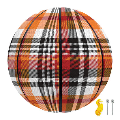 Orange And Black Madras Plaid Print Basketball