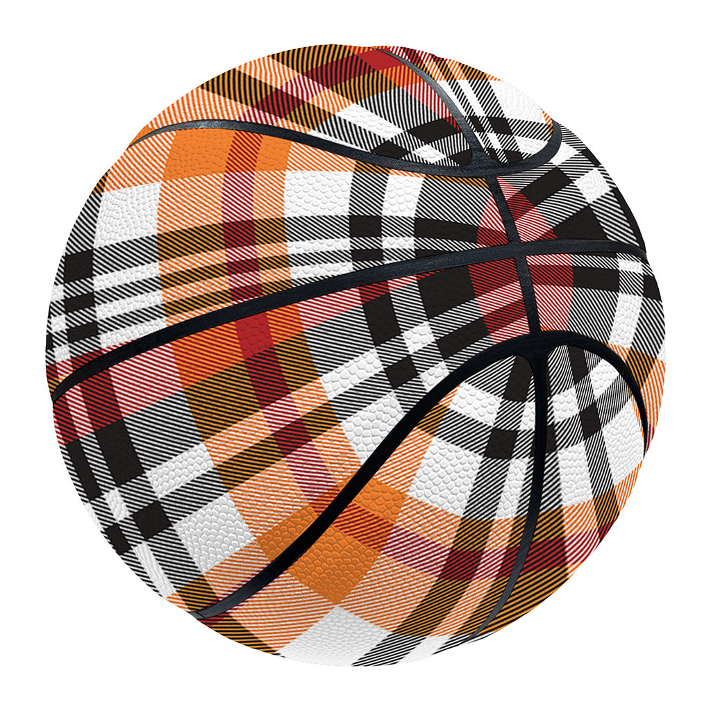 Orange And Black Madras Plaid Print Basketball
