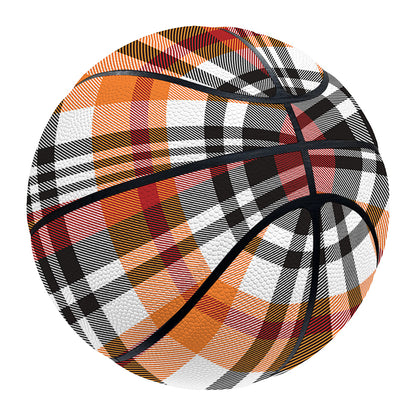 Orange And Black Madras Plaid Print Basketball
