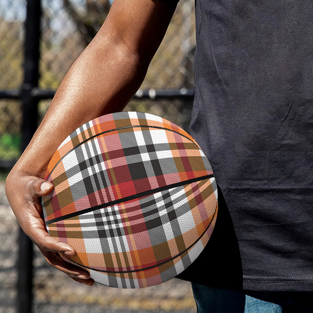 Orange And Black Madras Plaid Print Basketball