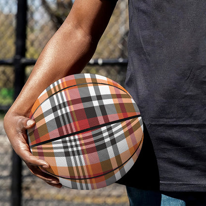 Orange And Black Madras Plaid Print Basketball