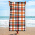 Orange And Black Madras Plaid Print Beach Towel