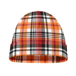 Orange And Black Madras Plaid Print Beanie