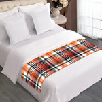 Orange And Black Madras Plaid Print Bed Runner