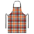 Orange And Black Madras Plaid Print Bib Apron With Pocket