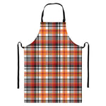 Orange And Black Madras Plaid Print Bib Apron With Pocket