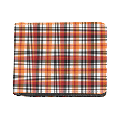 Orange And Black Madras Plaid Print Bifold Wallet