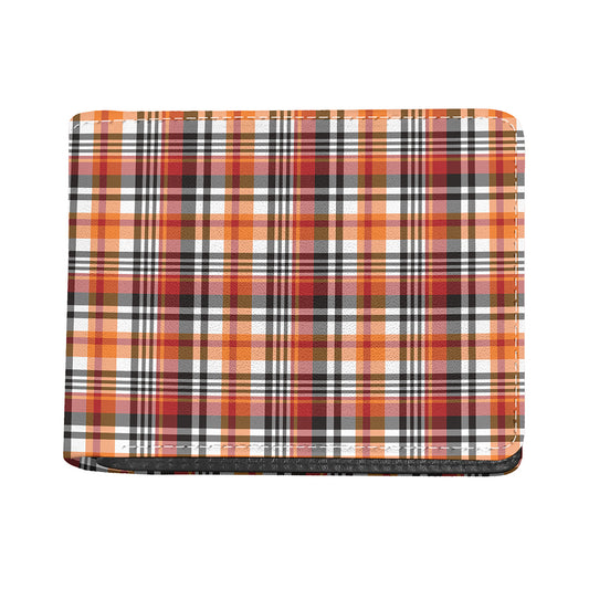 Orange And Black Madras Plaid Print Bifold Wallet
