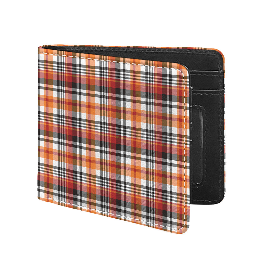 Orange And Black Madras Plaid Print Bifold Wallet