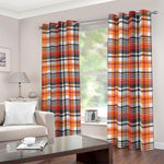 Orange And Black Madras Plaid Print Blackout Grommet Curtains